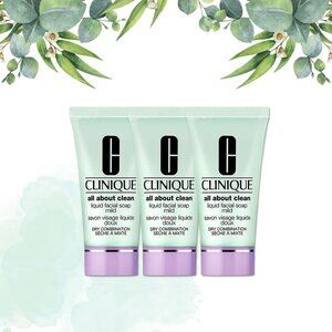 3 Clinique All About Clean Liquid Facial Soap Mild Mini 1 oz